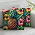 thumbnail image 2 of GOSMITH Pillow Covers 2-Pack Short Plush Pillowcase Tropical Pineapple Palm Leaf Flower White, 2 of 6