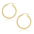 thumbnail image 4 of 14k Yellow Gold Classic Shiny Polished Round Hoop Earrings for Women, 3mm Tube x 30mm Diameter, 4 of 4