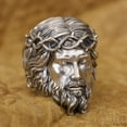 thumbnail image 6 of 925 Sterling Silver Jesus Christ Ring Biker Punk Open Ring TA434 US Size 8, 6 of 16