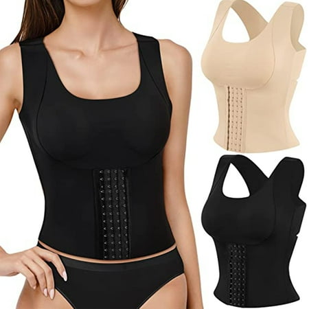 

POP CLOSETS 4 in 1 Waist Trainer Bra Shapewear Push Up Bras Support Vest Body Shaper 4 rows 13 verticals buttons Slimming Underwear