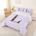 thumbnail image 2 of Manfei Teens Purple Bow Personalized Initial L Full Size Comforter Sets 3 Pieces,Kids Girls Cheetah Print Letter Monogrammed Bedding Sets,Microfiber Bedroom Decor, 2 of 6