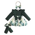 thumbnail image 2 of RFQWOVSR Baby Girls Romper Dress 3 Piece Set with Footed Hat Headband 9-12 Months, 2 of 6