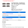 thumbnail image 2 of Front Brake Pad Set - Compatible with 2018 - 2021 Kia Stinger 2.0L 4-Cylinder 2019 2020, 2 of 2