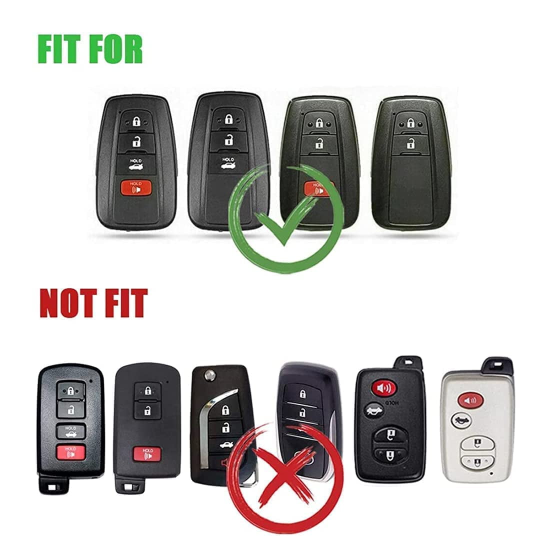 Zinc Alloy Metal Car Key Fob Case Accessories Compatible for Toyota Camry RAV4 Highlander Avalon C-HR Prius Corolla 2018-2022 Smart Key Fob Cover Protector Shell