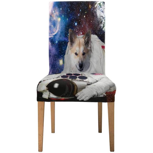 Funda elástica para silla ABPHQTO con diseño de perro astronauta y universo espacio