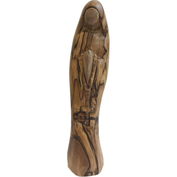 Mary - Praying with Rosary Carved on Side (Modern) - Olive Wood (20 cm or 8 inches high)