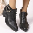 thumbnail image 2 of Dasayo Womens Boots Ankle Black Western Dress Faux Leather Snip Toe Lace up Block Heel Booties Womans Shoes 36, 2 of 9
