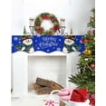 thumbnail image 4 of Blue Snowman Christmas Fireplace Mantel Scarf Table Runner, Xmas Snowflake Funny Winter Garland Mantel Top Tablerunners Dresser Scarves Cover Decorations for Windows Party Living Room 60''x17'', 4 of 6