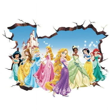 Wall Sticker For Bedroom Living Room Nursery Party Decorations Anime Princess Cartoon Background Self-Adhesive Wall Decor Baby Boy Girl Kids Room Wall Mural Decor Poster Gift