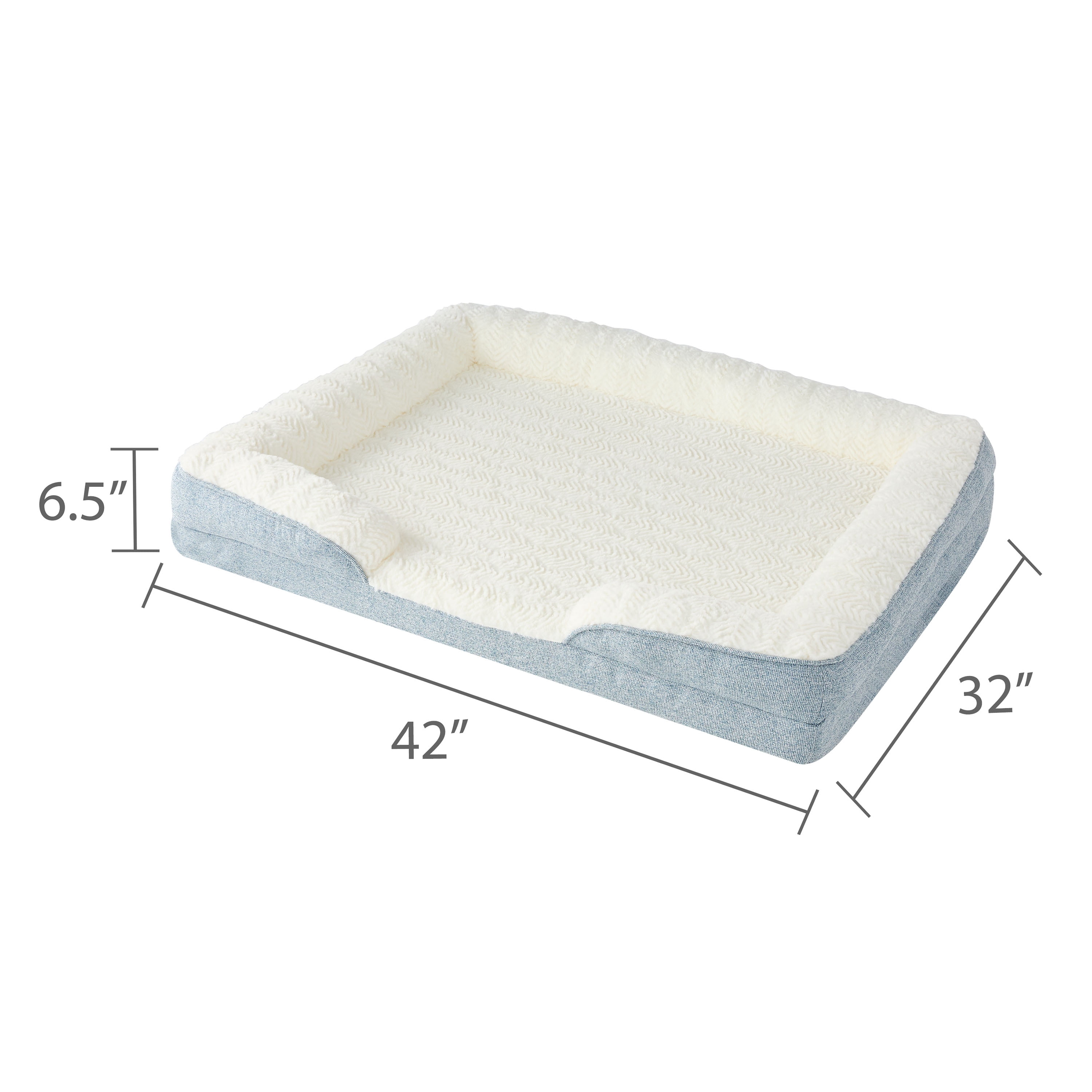 Vibrant Life Large Orthopedic Bolster Dog Bed, Blue, 32" x 42"