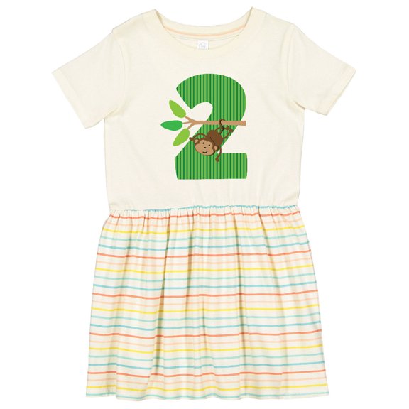 Inktastic 2nd Birthday Jungle Monkey Childs Girls Toddler Dress