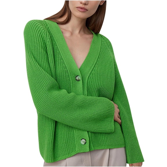 Tbopshirt Womens Cardigan Sweaters,Fall Sweaters for Women,Knitted Pullover Top Loose V-neck Casual Versatile Knit Sweater