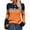 Orange, variant on Women Autumn Winter Colorblock Pullover Sweaters Round Neck Striped Slim Fitting Knitwear Tops