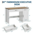 thumbnail image 3 of Huisuilinss Farmhouse Executive Desk,47" Rustic Home Office Desk,Wood Computer Desk Workstation,Computer Writing Desk With Drawers And Storage Cabinet For Home Office Work Study Writing, 3 of 7