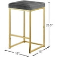 thumbnail image 6 of Meridian Furniture Nicola 26.5"H Velvet Counter Stool in Gray (Set of 2), 6 of 6