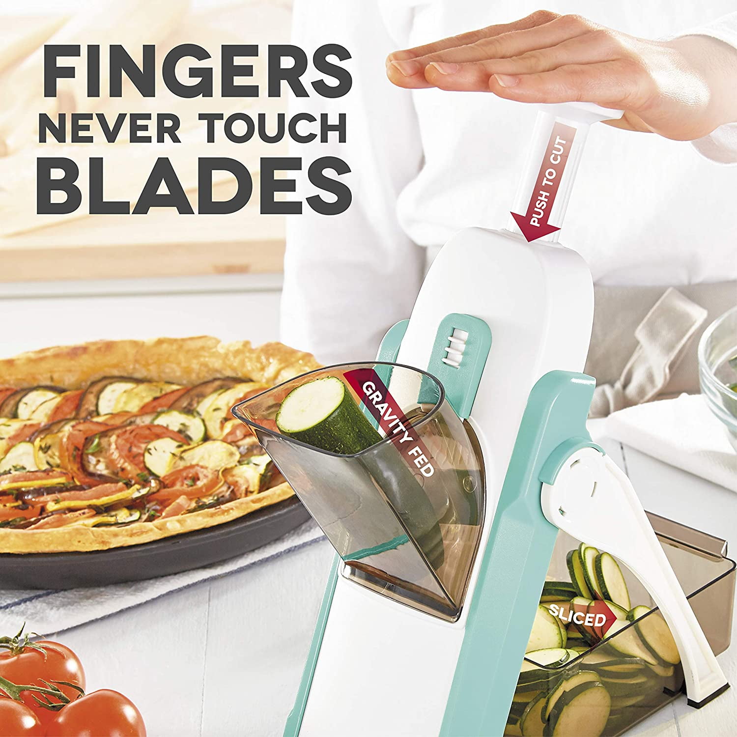 Dash Safe Slice Mandoline Slicer, Dicer for Vegetables with Thickness  Adjuster -Green 
