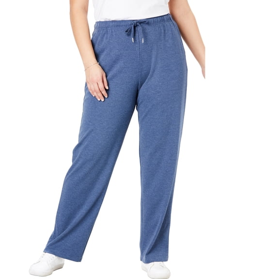 Woman Within Plus Size Sport Knit Straight Leg Elastic Pant