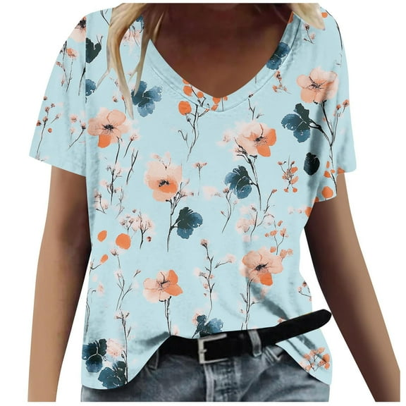 Youyipin Womens Tops T Shirts For Women Short Sleeve V Neck T Shirts Loose Fit Lightweight Soft Casual Summer Spring Tee Tops Short Sleeve Shirts For Women