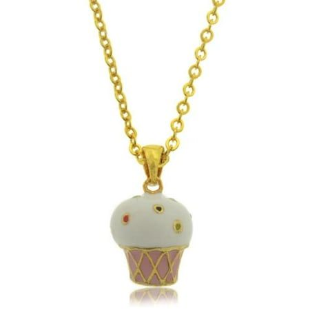 Molly and Emma 18k Gold Overlay Children's Enamel Ice Cream Necklace