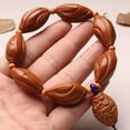 thumbnail image 3 of Olive Pit Carved Bracelet Zhong Kui Beads Single Loop Pendant Unisex Hand String Vintage Style Spiritual Jewelry, 3 of 6