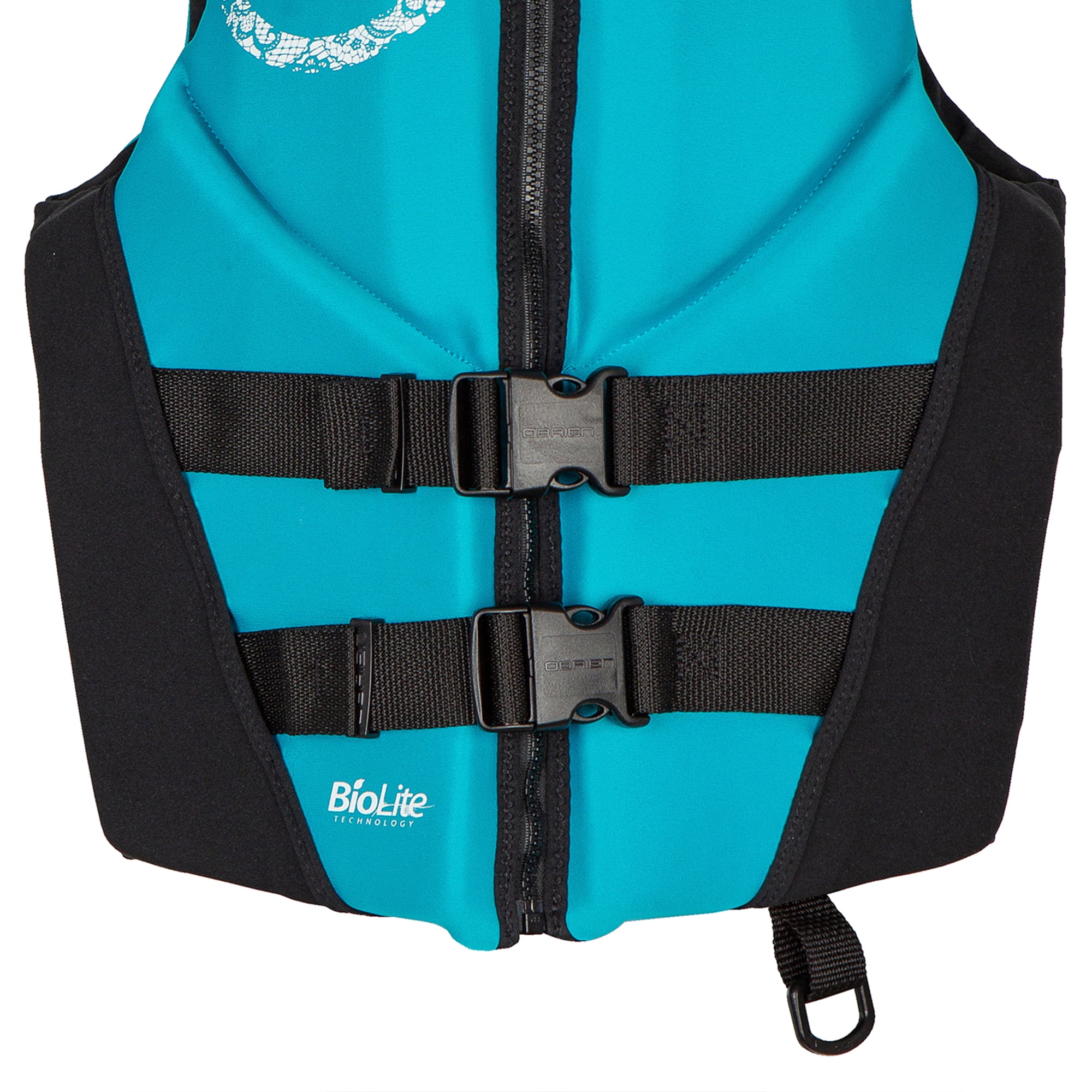 O'Brien Women's Traditional Neoprene USCGA Life Jacket with Zipper, Medium, Black/Aqua