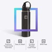 Iron Flask Stainless Steel Water Bottle 22 oz Metallic Black with 3 Lids