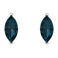 thumbnail image 3 of 1 ct Push-Back Stud Earrings for Women | 8x4mm Marquise Cut Natural London Blue Topaz | 18K White Gold, 3 of 5