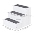 thumbnail image 3 of PawHut Pet Steps 3-Step Dog Stairs for Small Dogs Cats and Wooden Ramp with Storage Box Carpet Tread, White, 3 of 9