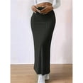 thumbnail image 4 of Falda Larga de Punto Informal con Abertura Lateral y Cintura Alta para Mujer, Cómoda y Ajustada. Negro L, 4 of 9