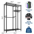 thumbnail image 2 of Freestanding Clothes Rack for Hanging Clothes, Heavy Duty Garment Rack Loads 700LBS with 3 Hanging Rods and Adjustable Wire Shelves, Portable Closet Wardrobe Organizer, 76.5"H x 41.6"L x 15.5"W, Black, 2 of 7