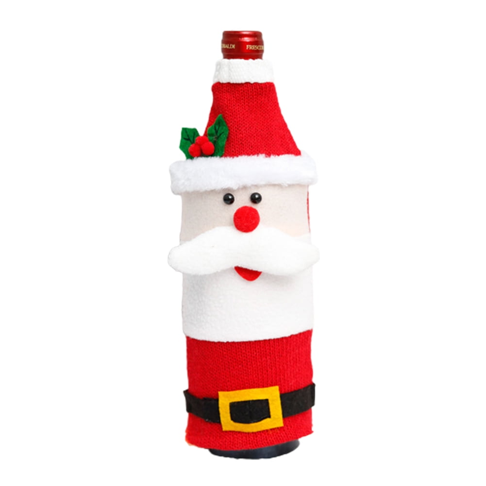 Esaierr Cute Christmas Plush Wine Bottle Cover,Fun Plush Wine Bottle
