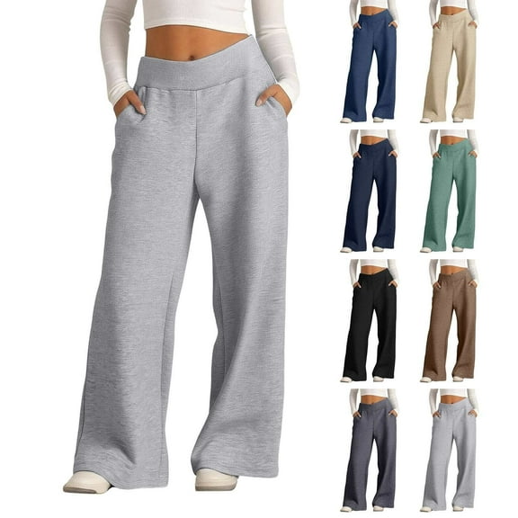 Women's Wide Leg Sweatpants with Elastic Waist Comfortable Loose Fit Casual Trousers