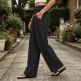 thumbnail image 6 of JYnXIANTI Wide Leg Pants for Women Loose Flowy High Waist Pants Breathable Beach Trousers Travel Outfit with Pockets(Black,Small), 6 of 7