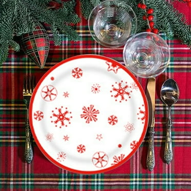Wadada 16 Pcs Snowflake Winter Wonderland Tableware - Serves 16, Snowflake-Themed Disposable Plates, Cups, Napkins, Spoons, Knives for Christmas, Winter Party Supplies, Holiday Gatherings (Plates)