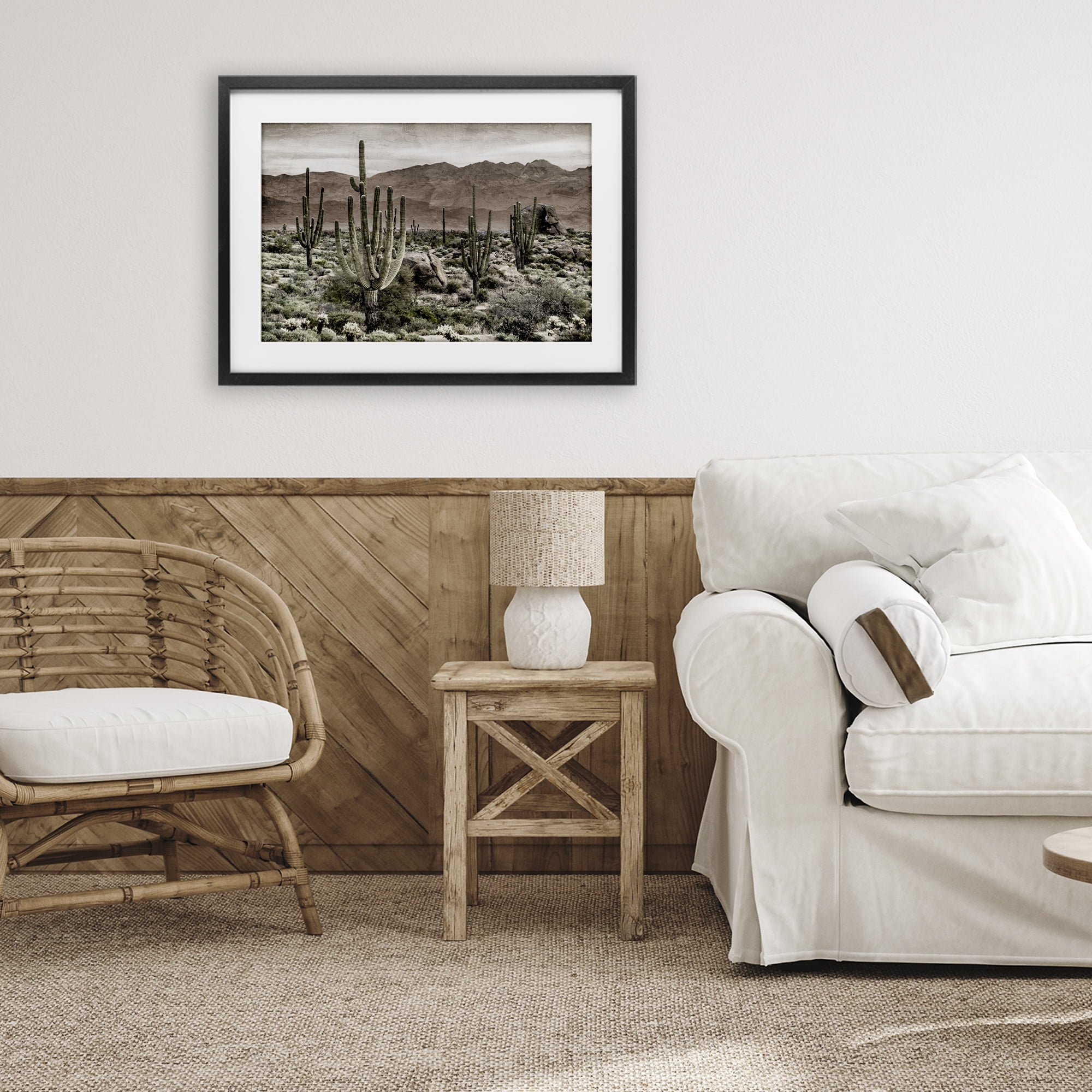 Stupell Industries Desert Land Cacti Wilderness Black Framed Print Under Glass, design by Kim Allen