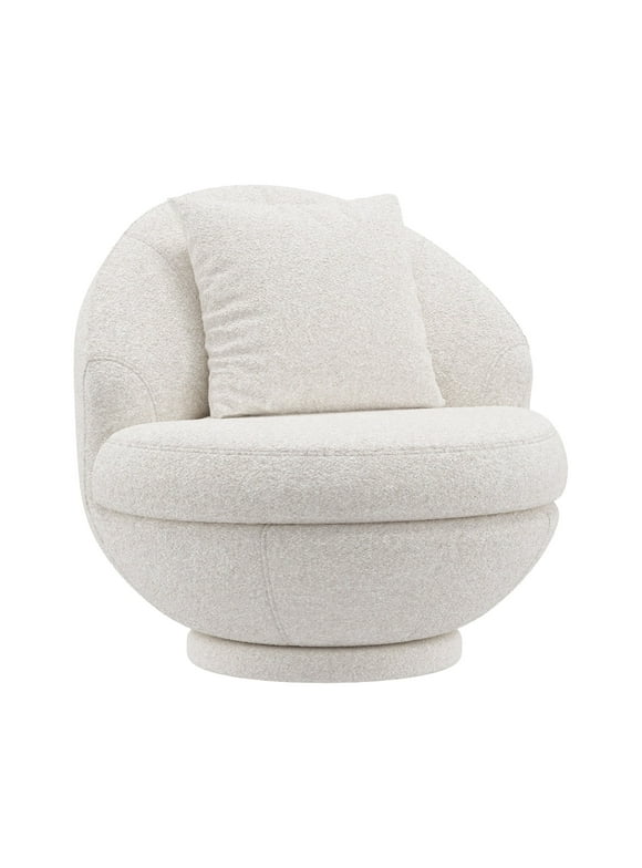 Hillsdale Boulder Upholstered Swivel Storage Chair, Ash White