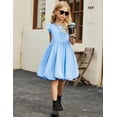 thumbnail image 5 of Arshiner Tween Girls Summer Bubble Dress Ruffle Sleeve Casual Party Midi Dresses, 5 of 6