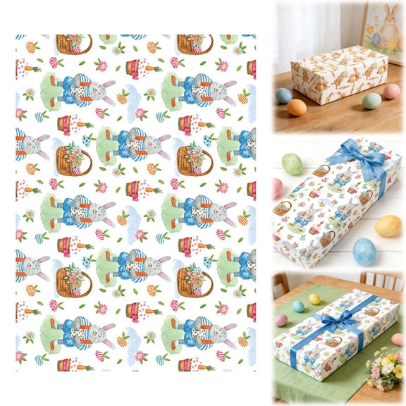 Easter Wrapping Paper Hand-Painted Egg Bunny Design Eco-Friendly Holiday Gift Wrap Easter Baskets