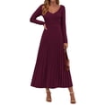 thumbnail image 1 of Vestido Largo de Mujer PRETTYGARDEN Burdeos de Punto Acanalado Talla L, 1 of 8
