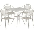 thumbnail image 2 of Flash Furniture Commercial Grade 28" Square Light Gray Indoor-Outdoor Steel Patio Table Set with 4 Round Back Chairs, 2 of 5