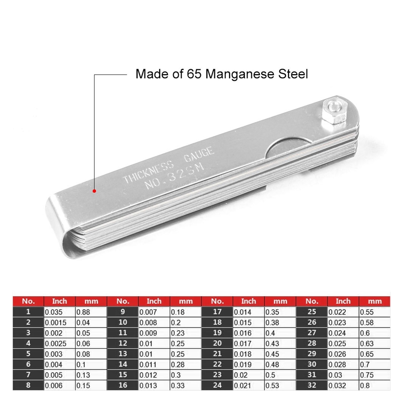 89A32 Inch Feeler Gauge Set Of Probes Gap Gauge Probe Thickness Gauge Filler Gauge Valve Clearance Adjustment Tools ,Easy to Use