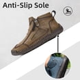 thumbnail image 3 of Men's High Top Loafers -Handcrafted Waterproof Leather Shoes, Ankle Boots with Side Zipper, Non-Slip Outdoor Sneakers, Warm Slip-On Footwear for Hiking Casual Walking, 3 of 6