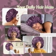 thumbnail image 5 of Single Layer Silk Satin Tie Bonnet Large Prune, 5 of 6
