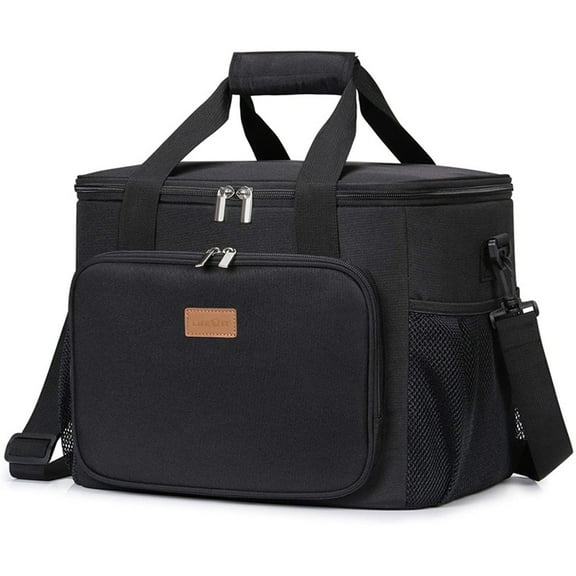 MoreFarther Insulated Adults Lunch Bag Box for Women Men, Oxford Cloth, 15L, Black