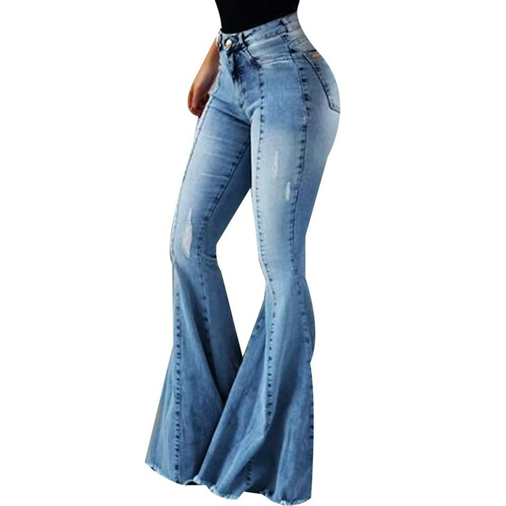 Jdinms - JDinms Womens Bootcut Flare Jeans Bell Bottoms Ripped Skinny ...