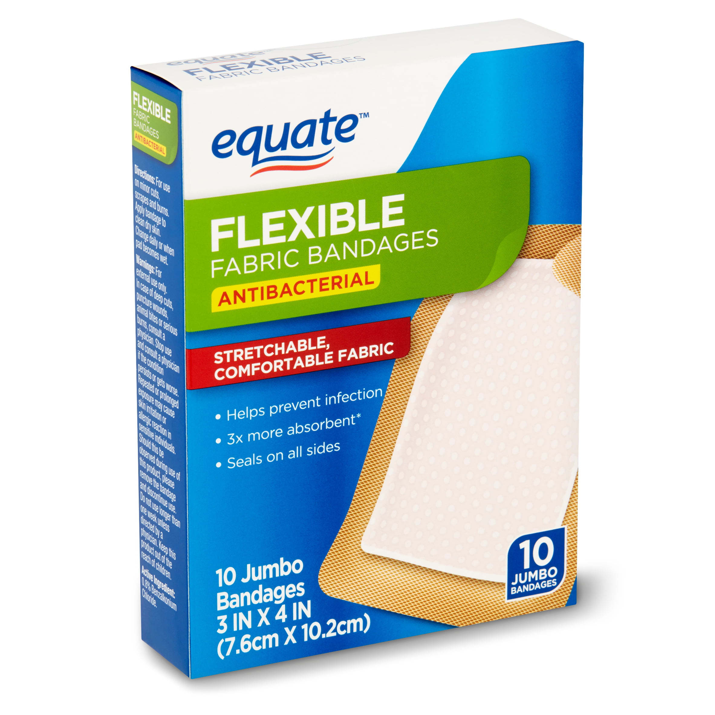 Equate Antibacterial Flexible Fabric Bandages, 10 count
