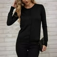 thumbnail image 2 of Cotton Sweaters for Women Button Down Cardigan Long Sleeve Crew Neck Soft Knit Blouses Casual Spring Fall Clothes (XL, Black), 2 of 7