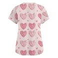 thumbnail image 4 of Valentine Day Scrub Tops for Woman V Neck Short Sleeve Cute Nursing Top Love Heart Print Quick Dry Medical Nurse Uniform with Pockets Light pink M, 4 of 5