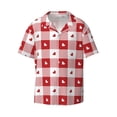 thumbnail image 2 of Lsque Plaid Heart print Men's Cuban Collar Short Sleeve Shirt Summer Beachwear Casual Button Down Fashionable Vacation Leisure Shirt-Medium, 2 of 7
