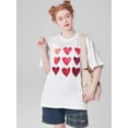 thumbnail image 1 of Round Neck T-Shirt with Heart Pattern Print, Casual Short-Sleeve Top for Women Tee For Adult, Men, Women, Teen, Teenager, Adolescent, Youth, 1 of 5